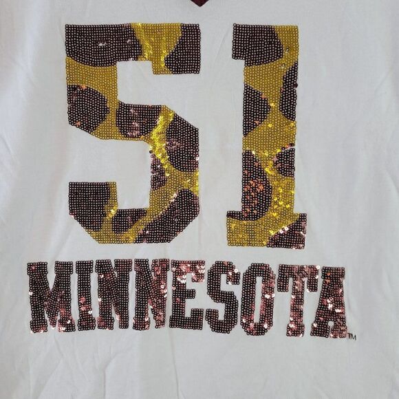 Minnesota Gophers Womens Sequin V-neck T-shirt Sz M - Picture 3 of 9